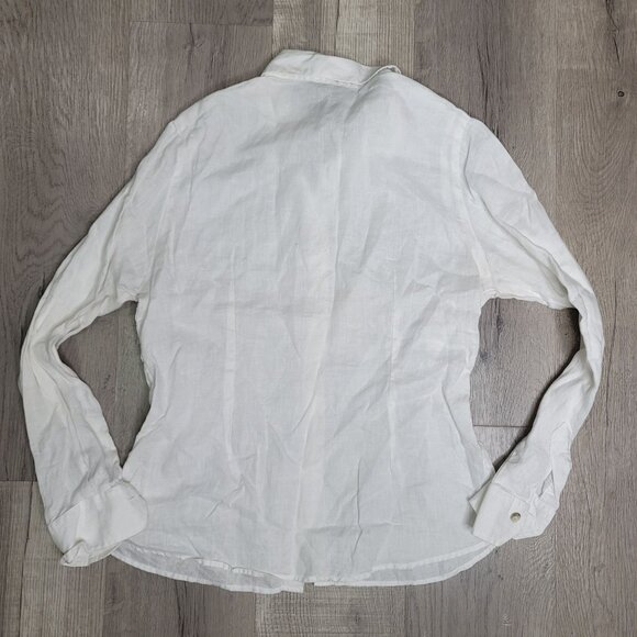 Casa Mastro White Linen Button-Down Shirt professional wear casual Large - Picture 2 of 4